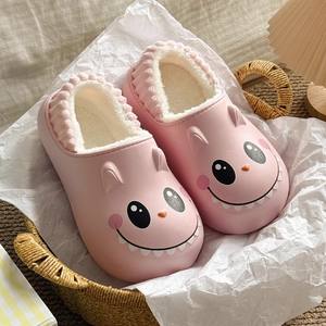 Pantoufles chaudes d'hiver pour femmes, surface en matériau EVA imperméable, motif de dessin animé mignon, pantoufles d'intérieur, pantoufles en coton pour l'intérieur - Product Image 4