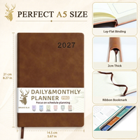 Agenda Diaria OUHONG 2027, Cuaderno de Piel Sintética A5, Calendario de Una Página por Día, Diario, Logotipo Personalizado, Regalo Empresarial