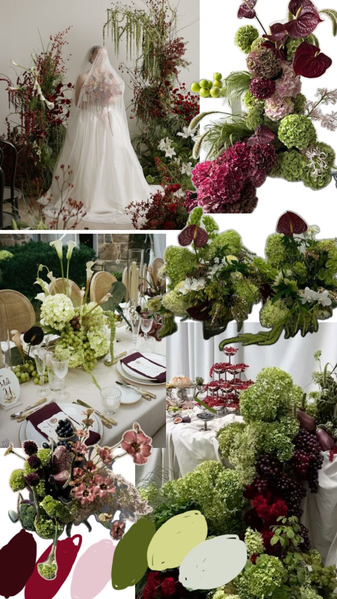 wedding floral arrangements moody red color