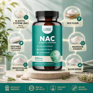 OEM/ODM Capsules de NAC (acétylcystéine) antioxydant végétalien biologique de qualité alimentaire, complément alimentaire pour adultes, 90 capsules, best-seller - Product Image 3