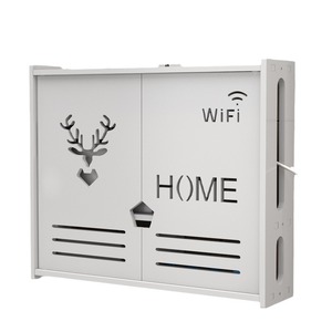 Wall Mounted <b>Router</b> Holder No Drilling Required Optical <b>Modem</b> Wi-Fi Storage Rack Space Saving Storage Box Rectangle Shape - Product Image 2
