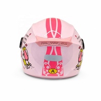 Casques de moto ouverts pour enfants, légers, avec visière large transparente, doublure en maille respirante, design mignon de dessins animés rose et bleu ciel