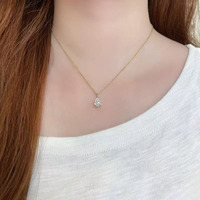 Ciondolo in Oro 18K con Diamante Coltivato in Laboratorio, Minimalista, alla Moda, a Tre Punte, Versatile, a Goccia, Gioielli Raffinati da Donna, Charm per Catene alla Moda