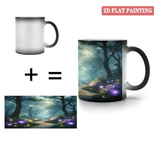 Frosted Black Ceramic Magic Mug 11oz Color Changing Heat Sensitive Drinking Cup For <b>Study</b> Room <b>Desk</b> - Product Image 4