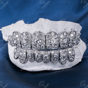 Gioielli Personalizzati in Argento S925, Oro Massiccio 10K 14K 18K, <span class=keywords><strong>Grillz</strong></span> con Diamanti Moissanite Rotondi per Uomo e Donna - Product Image 1