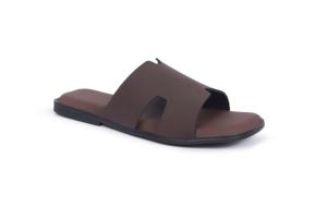 Sandales décontractées marron pour hommes à lanières larges, bout ouvert, à enfiler, pour l'été et la plage - Product Image 4