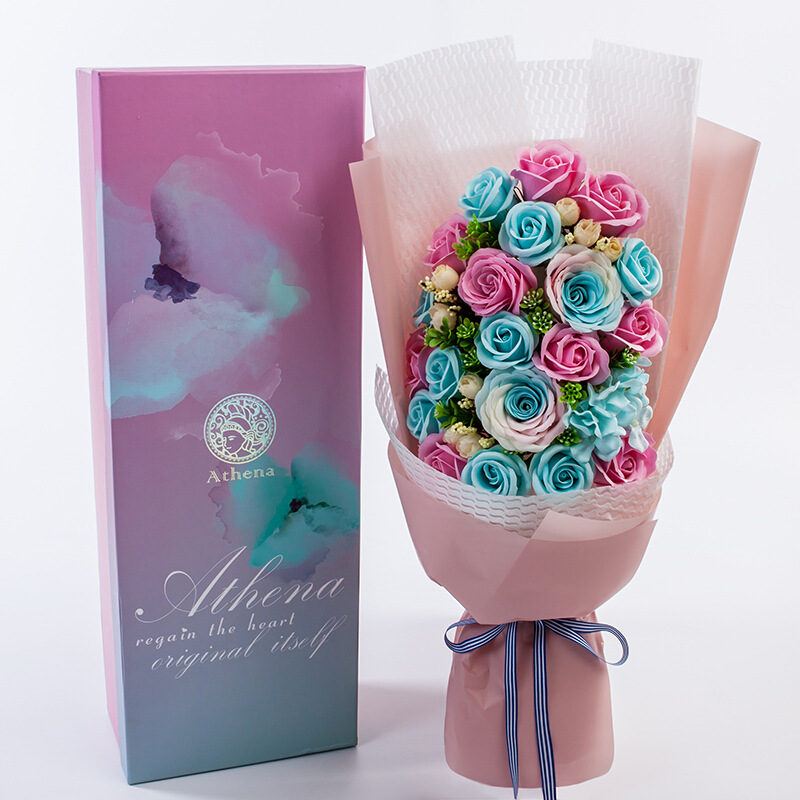 Bouquet of colored roses + gift box