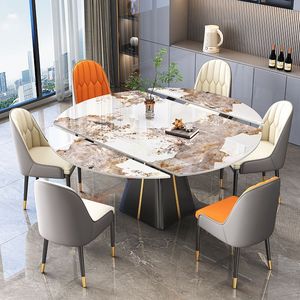 2026 New Arrivals High End Smart Convertible Rectangular to Round <b>Extendable</b> Large <b>Dining</b> <b>Table</b> for Room Furniture CT18 Selected - Product Image 1