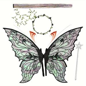 Haute qualité 4 pièces Halloween filles <span class=keywords><strong>ange</strong></span> aile papillon fée robe Costume enfants <span class=keywords><strong>elfe</strong></span> Cosplay ensemble bandeau magique fête décorations - Product Image 3
