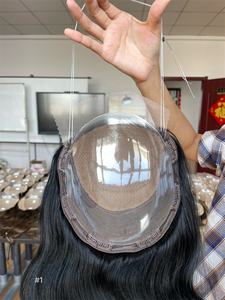 Meilleure qualité 5*5 dentelle avant 5*5 dentelle avant 8*8 Topper nœuds simples femme vierge humaine noire cheveux Topper pour les femmes blanches - Product Image 6