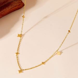 Collar de Cadena Corta con Estrellas Exquisitas de Acero Inoxidable Chapado en Oro de 18K, Resistente al Deslustre, Joyería Diaria de Verano para Chicas - Product Image 3