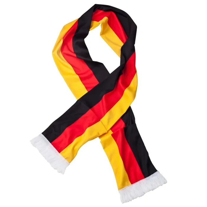 Diseño personalizado Alemania nacional país bufanda diseño personalizado poliéster bufanda de punto acrílico fútbol ventilador fútbol Club bufanda