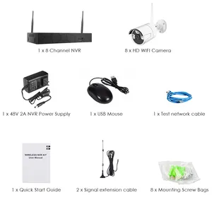 Loosafe 1080 8 Hd 전체 HD 키트 Nvr 와이파이 H.265 Wi-Fi 무선 12v 보안 카메라 Wifi 시스템