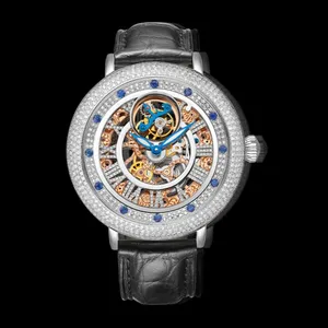 Jingzhanyi reloj de oro de fabricación de fábrica de oro blanco de 18K con incrustaciones de diamante reloj de la marca de fabricación ver personalización - Product Image 1
