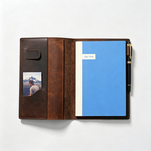 Sampul Jurnal Kulit Sapi Ukuran A5, Organizer Planner Besar, Kulit Asli Crazy Horse Coklat Vintage, Notebook yang Dapat Dikustomisasi - Product Image 1