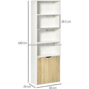 2 Door 4 <strong>Shelves</strong> <strong>Tall</strong> Bookcase Modern Storage Cupboard Display <strong>Unit</strong> for Living Room Study Bedroom Home Office Furniture White - Product Image 6