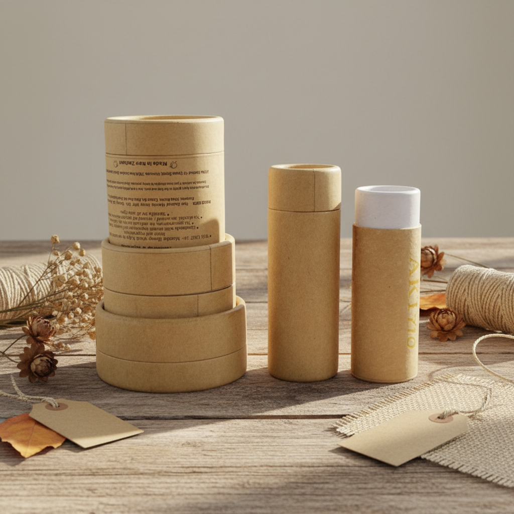 Supplier Cylinder Paper Tube Customized Printing Recyclable Kraft Paper Tube Packaging for Cosmetics Lotion Cream Tubes