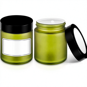 Barattoli di Vetro Piccoli da 4 oz con Coperchi in Plastica, Rivestimenti Interni Verdi/Neri, Mini Contenitori da Viaggio per Slime, Trucco, Crema, Lozione, Cosmetici - Product Image 1