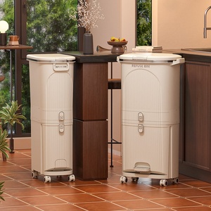 2025 Mới Mô Hình Nhà Bếp Thùng Rác Có Thể Công Suất Lớn Hai Lớp Nhật Bản Phong Cách Hộ Gia Đình Chất Thải Thùng Khô Ướt Tách Làm Bằng Nhựa - Product Image 3