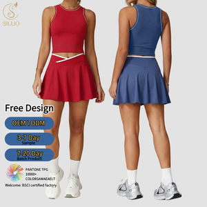 Ensemble de vêtements de sport d'extérieur personnalisé avec logo, tenue de badminton, <span class=keywords><strong>robe</strong></span> de golf et de tennis, ensemble deux pièces respirant et extensible, jupe de tennis pour femmes - Product Image 2