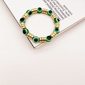 Bracelet élastique œil turc bleu plaqué or, perles colorées, cadeau idéal pour meilleure amie, accessoire de bijouterie - Product Image 3