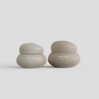 Pots cosmétiques en plastique à double paroi en forme de béret, personnalisables avec logo, 100g, 200g, 300g, avec couvercle, pour beurre corporel, gommage, masque facial, crème pour le visage