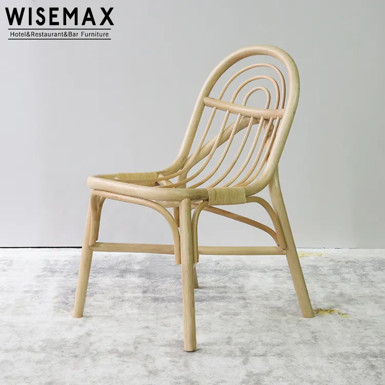WISEMAX FURNITURE Nordic Minimalist Restaurant Hotel Garden Indoor Natural Rattan Chair Chaise Patio Wicker Dining Chairs
