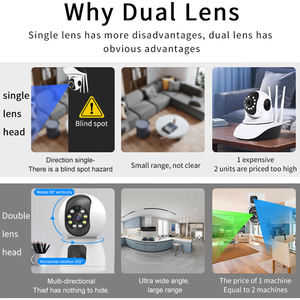 K12 lente dual 1080P WiFi Cámara IP 360 grados PTZ seguridad para <span class=keywords><strong>el</strong></span> hogar inteligente <span class=keywords><strong>crucero</strong></span> Monitor cámara de vídeo de bebé visión nocturna - Product Image 3