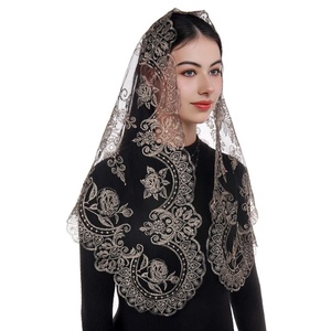 Nouvelle conception de voile catholique brodé, dentelle d'église, <span class=keywords><strong>mantille</strong></span> espagnole en dentelle - Product Image 2