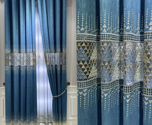 <span class=keywords><strong>Tende</strong></span> Moderne di Lusso in Tessuto Velato Grigio Blu Ricamate Idrosolubili per Soggiorno e Camera da Letto Tocco Leggero ed Elegante - Product Image 2