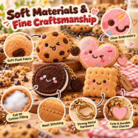 Porte-clés en peluche biscuit mignon carré, jouet en peluche personnalisé pour la promotion de boulangeries et les cadeaux promotionnels