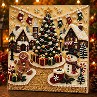 Kit de peinture diamant DIY de Noël, Père Noël et rennes, peinture diamant faite à la main, décoration pour la maison