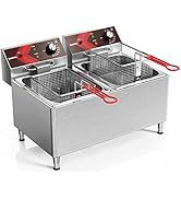 Friteuse à gaz commerciale 18L avec filtre à huile, haute puissance, de comptoir, pour poulet, protection contre la surchauffe, pour restaurant de restauration rapide