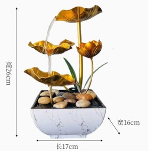 Fontaine d'eau décorative de bureau en forme de fleur de lotus, 26 cm de haut, en acier inoxydable, électrique, pour bureau, salon, entrée - Product Image 1