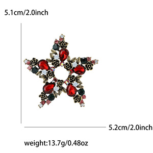 Broche de Estrella con Pedrería en Forma de Lágrima y Detalles Florales para Solapas de Abrigo de <span class=keywords><strong>Hombre</strong></span> y Mujer, 51x52mm, 6 Colores - Product Image 4
