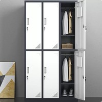 Meubles de bureau en acier, casier à 6 portes, armoire de rangement pour vêtements du personnel avec penderie, casier de gym en métal à 6 compartiments