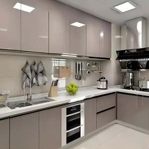 Custom Modern Black Wooden Laundry Cabinet Professional Ready-Asembled Modular <b>Furniture</b> Made China Featuring Laminate Marble - Product Image 1