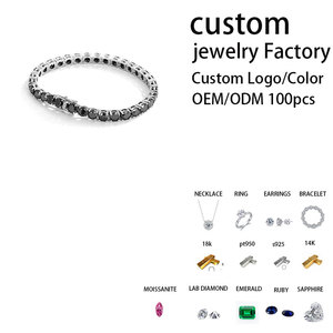 Bracelet tennis en moissanite diamant noir, argent S925 plaqué rhodium, cadeau de la Saint-Valentin pour lui/elle, 16-19 cm - Product Image 2