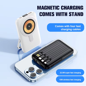 22.5W <span class=keywords><strong>ricarica</strong></span> rapida portatile 10000mAh <span class=keywords><strong>Wireless</strong></span> caricabatterie magnetico Power Bank cavi incorporati <span class=keywords><strong>con</strong></span> i telefoni - Product Image 2