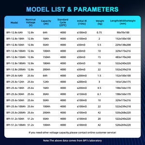 BPI высокоразрядный 25,6 В 100Ah литиевая батарея Lifepo4 легкая Быстрая зарядка BMS защита CE/RoHS сертифицированная 3000 - Product Image 5