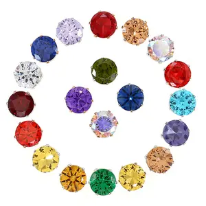 New Wholesale Round Rivoli Zirconia Rhinestones Sew On Zircon Stones For Jewelry Making Garment Wedding Cloth Decoration