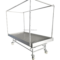 Bancs roulants avec plateau pour système hydroponique commercial à flux et reflux, bac de pépinière 4x8 avec roues universelles