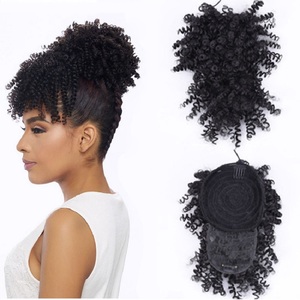 LW-81QT Chignon ricci con <span class=keywords><strong>frangetta</strong></span> accessori di alta qualità treccia di estensione per le donne Scrunchie Afro crespo di sintesi dei capelli capelli morbidi - Product Image 1