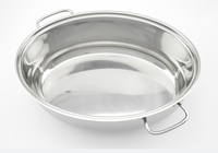 Plat à rôtir ovale en acier inoxydable pour dinde avec couvercle et fond encapsulé pour four et cuisinière à induction
