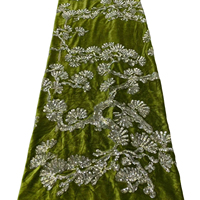 Fond de velours d'arbre à feuilles persistantes + 3mm broderie de paillettes beau manteau veste robe robe de soirée tissu à paillettes