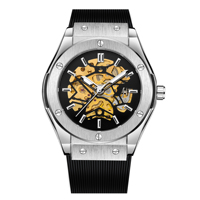 Montre automatique mécanique de luxe pour homme, marque originale Forsining, bracelet en caoutchouc silicone, lumineuse, très vendue.