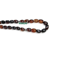 Chapelet rayé en pierre naturelle Winon Coffee, forme torsadée, 8*12mm, 33 perles pour la prière, cadeau musulman classique, style vente en gros