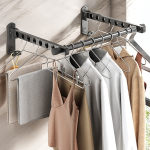 Wall Mounted Single Bar Clothes Drying Rack Fixed Design For Indoor Balcony Bathroom Storage Organizer - Product Image 1