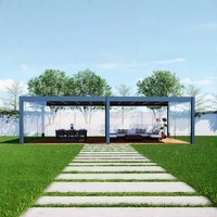 Pergola moderne en aluminium à lames orientables avec éclairage LED automatique pour balcon et jardin, structure métallique robuste, pavillon imperméable