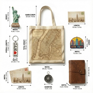 Set de Regalo Personalizado para el Día de San Valentín y Año Nuevo: Souvenir Turístico con Imán de Refrigerador, Llavero, Bolsa de Mano y Pin Esmaltado con Monumentos de la Ciudad - Product Image 4